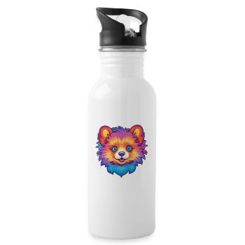 Pommersche Hunderasse Cartoon Kawaii Illustration - Trinkflasche mit integriertem Trinkhalm - Weiß - Rechts