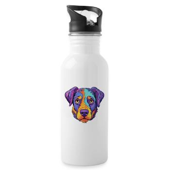 Race de chien de bouvier portugais Cartoon Kawaii Illustr - Gourde avec paille intégrée - blanc - Droite
