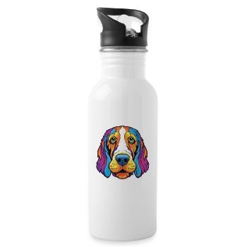 Chien courant russe race de chien Cartoon Kawaii Illustratio - Gourde avec paille intégrée - blanc - Droite