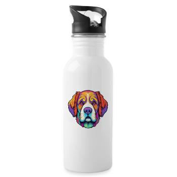 Saint Bernard Chien Race Cartoon Kawaii Illustratio - Gourde avec paille intégrée - blanc - Droite