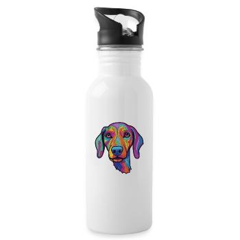 Sloughi Hunderasse Cartoon Kawaii Illustration - Trinkflasche mit integriertem Trinkhalm - Weiß - Rechts