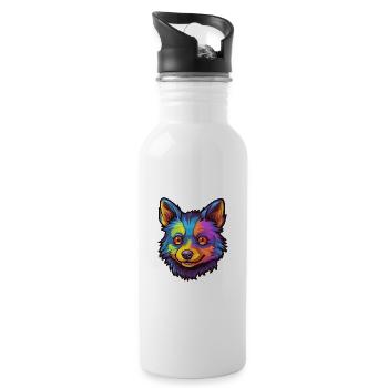 Schipperke Hunderasse Cartoon Kawaii Illustration - Trinkflasche mit integriertem Trinkhalm - Weiß - Rechts