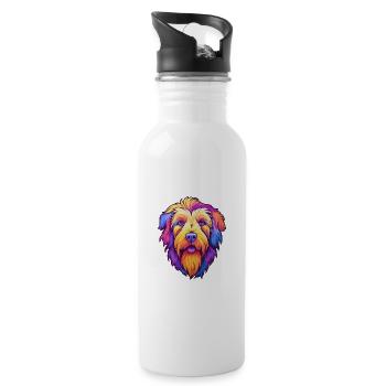 Berger des Pyrénées race chien Cartoon Kawaii Illustr - Gourde avec paille intégrée - blanc - Droite