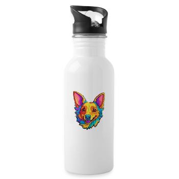 Portugiesische Podengo-Hunderasse Karikatur Kawaii Illust - Trinkflasche mit integriertem Trinkhalm - Weiß - Rechts