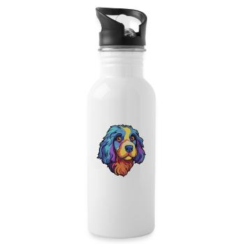 Stabyhoun race de chien dessin animé Kawaii Illustration - Gourde avec paille intégrée - blanc - Droite