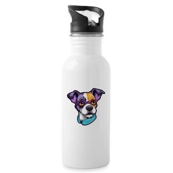 Teddy Roosevelt Terrier Dog Breed Cartoon Kawaii I - Water bottle with straw - white - Right