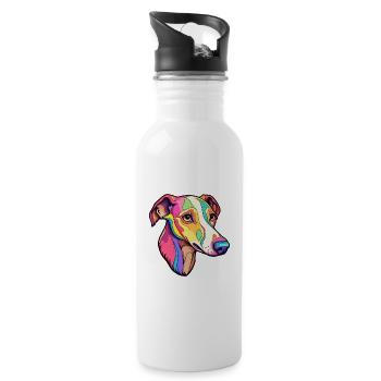 Whippet chien race dessin animé Kawaii Illustration - Gourde avec paille intégrée - blanc - Droite