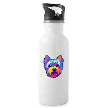 West Highland Terrier Hunderasse Cartoon Kawaii Ill - Trinkflasche mit integriertem Trinkhalm - Weiß - Rechts