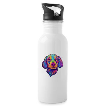 Telomian Hunderasse Cartoon Kawaii Illustration - Trinkflasche mit integriertem Trinkhalm - Weiß - Rechts