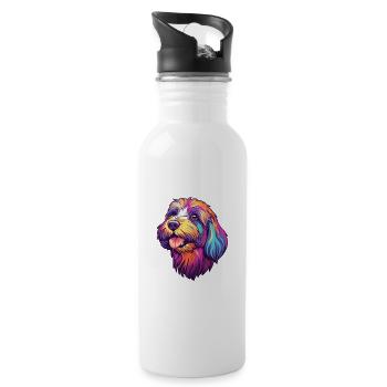 Tibet Terrier Hunderasse Cartoon Kawaii Illustrat - Trinkflasche mit integriertem Trinkhalm - Weiß - Rechts