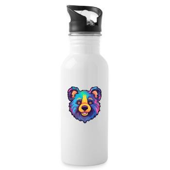 Tahltan Bear Dog Breed Cartoon Kawaii Illustration - Water bottle with straw - white - Right