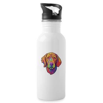 Vizsla à poil dur chien race dessin animé kawaii Illustr - Gourde avec paille intégrée - blanc - Droite