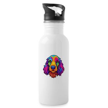 Spaniel Hunderasse Cartoon Kawaii Illustration - Trinkflasche mit integriertem Trinkhalm - Weiß - Rechts