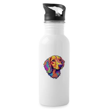 Deutscher Wachtelhund Hunderasse Cartoon Kawaii Ill - Trinkflasche mit integriertem Trinkhalm - Weiß - Rechts