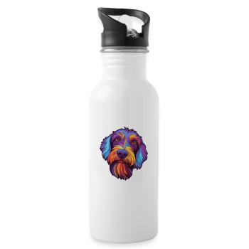Cesky Terrier Hunderasse Cartoon Kawaii Illustration - Trinkflasche mit integriertem Trinkhalm - Weiß - Rechts