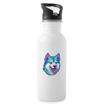 Labrador canadien Husky chien race Cartoon Kawaii I - Gourde avec paille intégrée - blanc - Droite