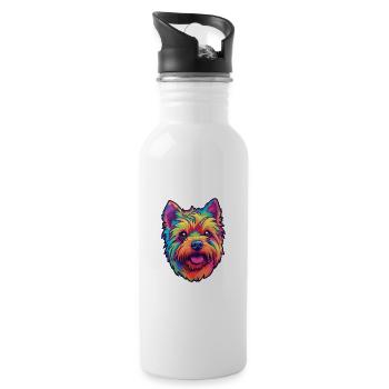 Cairn Terrier Chien Race Cartoon Kawaii Illustratio - Gourde avec paille intégrée - blanc - Droite