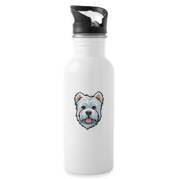 West Highland Terrier Dog Breed Cartoon Kawaii Ill - Water bottle with straw - white - Right