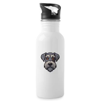 Standard Schnauzer Hunderasse Cartoon Kawaii Illust - Trinkflasche mit integriertem Trinkhalm - Weiß - Rechts