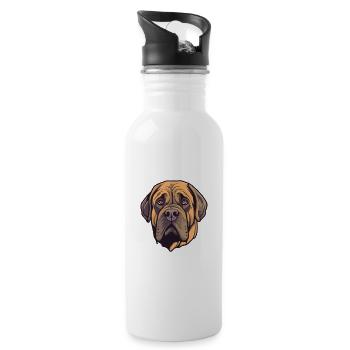 Mastiff brésilien race de chien Cartoon Kawaii Illustr - Gourde avec paille intégrée - blanc - Droite