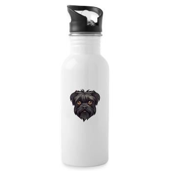 Affenpinscher Dog Breed Cartoon Kawaii Illustratio - Water bottle with straw - white - Right