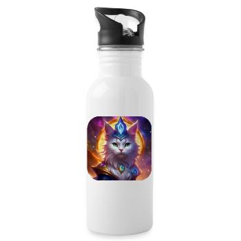 Mystic White Cat - Water bottle with straw - white - Right