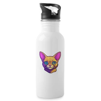 Chat d’argent britannique race aquarelle dessin animé Kawaii - Gourde avec paille intégrée - blanc - Droite