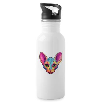 Peterbald Cat Breed aquarelle Cartoon Kawaii Pet - Gourde avec paille intégrée - blanc - Droite