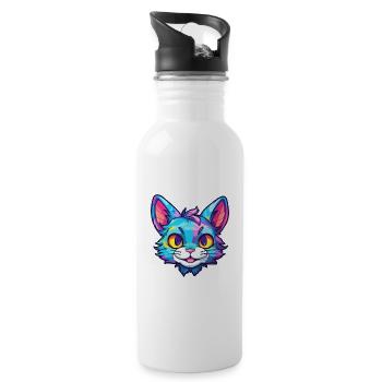 Pixie Bob Cat Breed Watercolor Cartoon Kawaii Pet - Water bottle with straw - white - Right