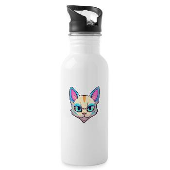 Tonkinois chat race aquarelle dessin animé kawaii animal de compagnie - Gourde avec paille intégrée - blanc - Droite