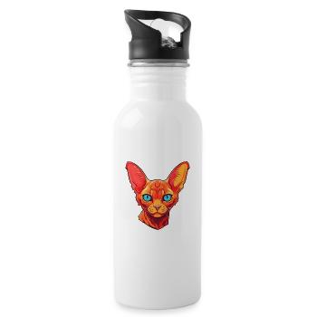 Roter Devon Rex Katze Rasse Aquarell Karikatur Kawaii - Trinkflasche mit integriertem Trinkhalm - Weiß - Rechts