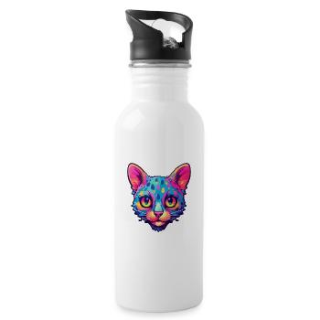 Burmilla Cat Breed aquarelle Cartoon Kawaii Pet - Gourde avec paille intégrée - blanc - Droite