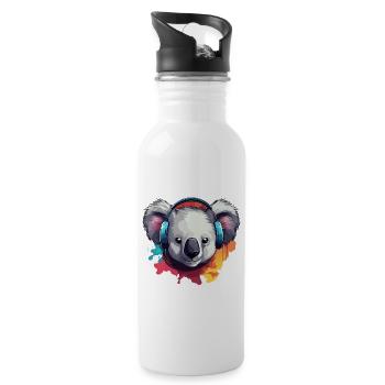 Koala with headphones Koala Bear - Water bottle with straw - white - Right