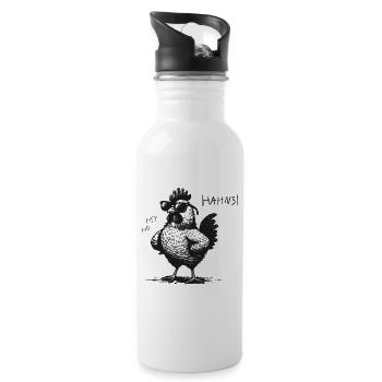 hahnsi hahn hans hansi johann name - Trinkflasche mit integriertem Trinkhalm - Weiß - Rechts