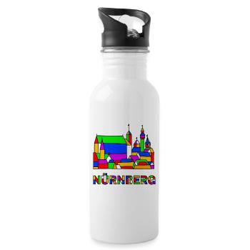 Nuremberg - Castle - Pop-Art - Water bottle with straw - white - Right