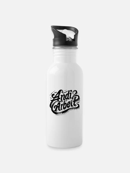 Andi Arbeit! Andreas, Andi, Andrea, Andy, Name - Trinkflasche mit integriertem Trinkhalm - Weiß