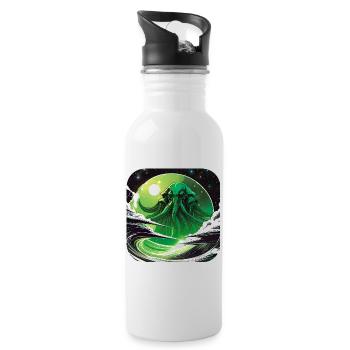 Unsterbliches Cthulhu Monster im Weltall - Trinkflasche mit integriertem Trinkhalm - Weiß - Rechts