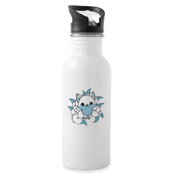 weißer und blauer Neunschwänziger Fuchs - Trinkflasche mit integriertem Trinkhalm - Weiß - Rechts