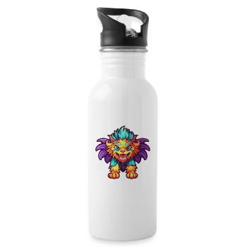 Manticore Bunte Aquarell-Karikatur Kawaii Anima - Trinkflasche mit integriertem Trinkhalm - Weiß - Rechts