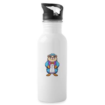 Und täglich grüßt das Murmeltier bunte Aquarell-Karikatur Kawaii Anima - Trinkflasche mit integriertem Trinkhalm - Weiß - Rechts