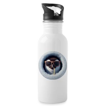 Pinguin mit Sonnenbrille und Strohhalm durch Eis - Trinkflasche mit integriertem Trinkhalm - Weiß - Rechts