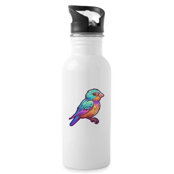 Sparrow Colorful Watercolor Cartoon Kawaii Animal - Water bottle with straw - white - Right