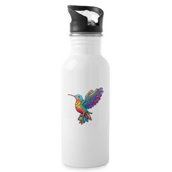 Colibri Aquarelle Colorée Dessin Animé Kawaii Ani - Gourde avec paille intégrée - blanc - Droite