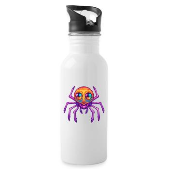 Spinne buntes Aquarell Cartoon Kawaii Tier - Trinkflasche mit integriertem Trinkhalm - Weiß - Rechts