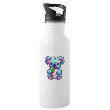 Koala Buntes Aquarell Cartoon Kawaii Tier - Trinkflasche mit integriertem Trinkhalm - Weiß - Rechts