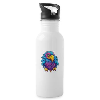 Eagle Colorful Watercolor Cartoon Kawaii Animal - Water bottle with straw - white - Right
