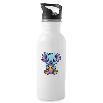 Koala Buntes Aquarell Cartoon Kawaii Tier - Trinkflasche mit integriertem Trinkhalm - Weiß - Rechts