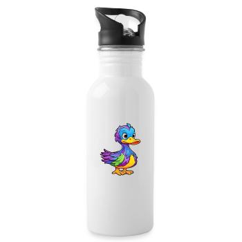 Ente buntes Aquarell Cartoon Kawaii Tier - Trinkflasche mit integriertem Trinkhalm - Weiß - Rechts