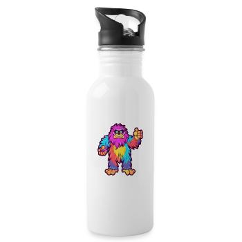 Bigfoot Buntes Aquarell Cartoon Kawaii Tier - Trinkflasche mit integriertem Trinkhalm - Weiß - Rechts