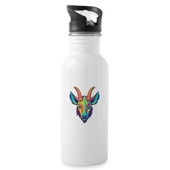 Oryx coloré aquarelle dessin animé Kawaii Animal - Gourde avec paille intégrée - blanc - Droite